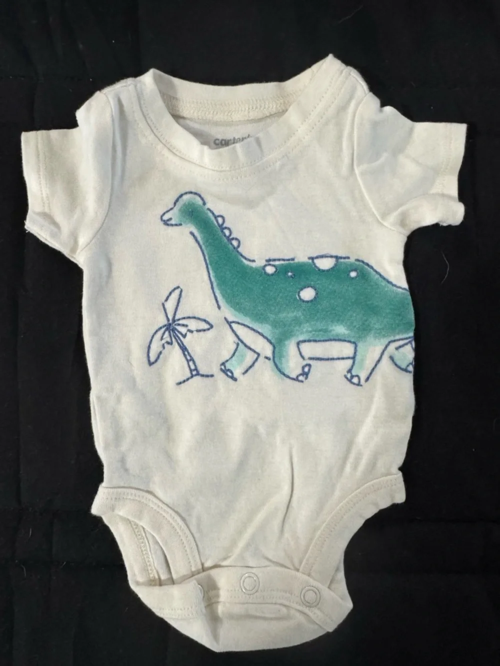 Carter's Cream Top with Green Dinosaur and Gray Dino Print Pants - Picture 4 of 6